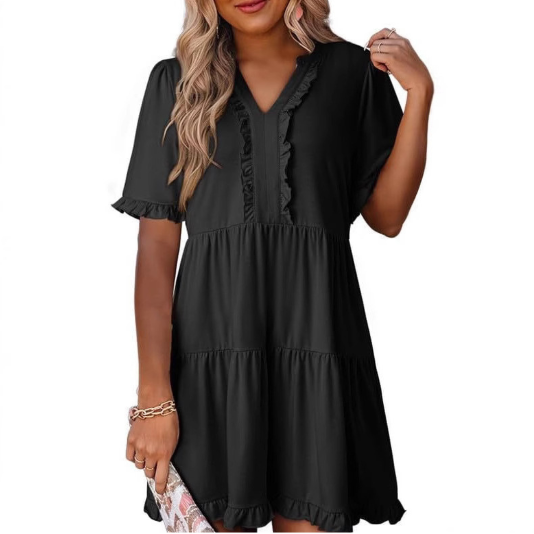 SHAILA™ - Robe Courte Décontractée Col en V