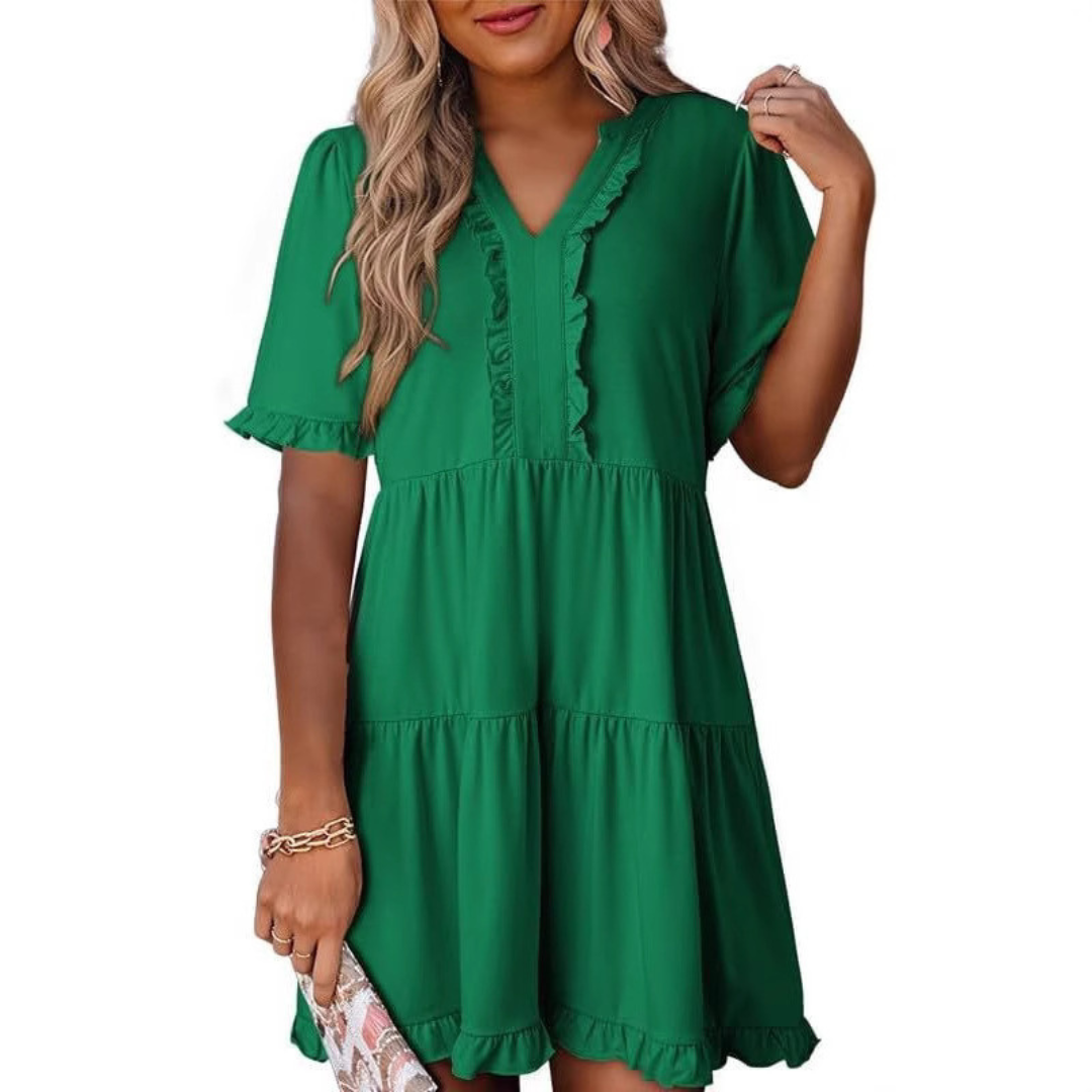 SHAILA™ - Robe Courte Décontractée Col en V