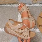 Elowen | Floral Grace Wedge Sandals