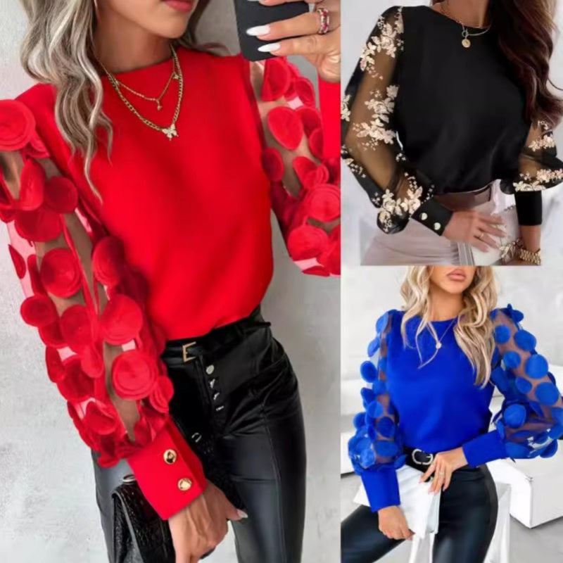 ELISE™ - Haut glamour à manches en maille