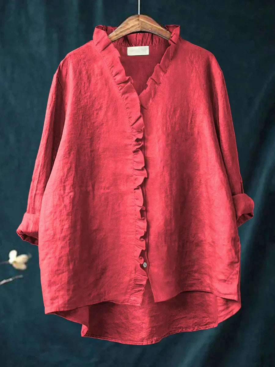 Géraldine | Chemise à col froufrou
