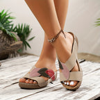 Elara | Sandales Confort à Brides et Feuilles Vintage