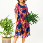 Evelyn | Robe midi en mousseline grande taille