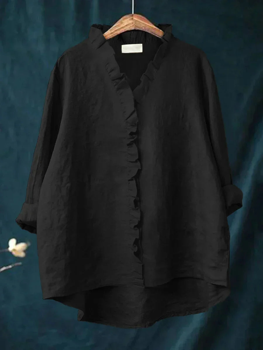 Géraldine | Chemise à col froufrou