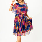 Evelyn | Robe midi en mousseline grande taille