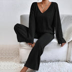 IRENE™ – Ensemble pull côtelé col en V