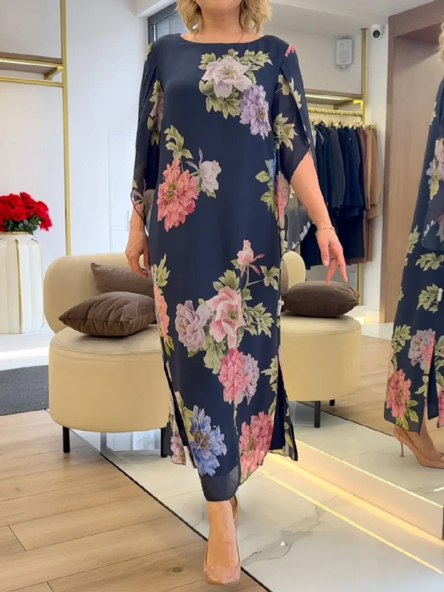 Bernadette | Robe longue en mousseline à imprimé floral