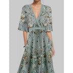 LOIS™ – Floral Print Half Sleeve Maxi Dress