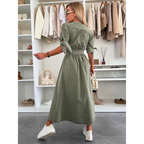 MAELLE™ – Robe mi-longue élégante à col en V