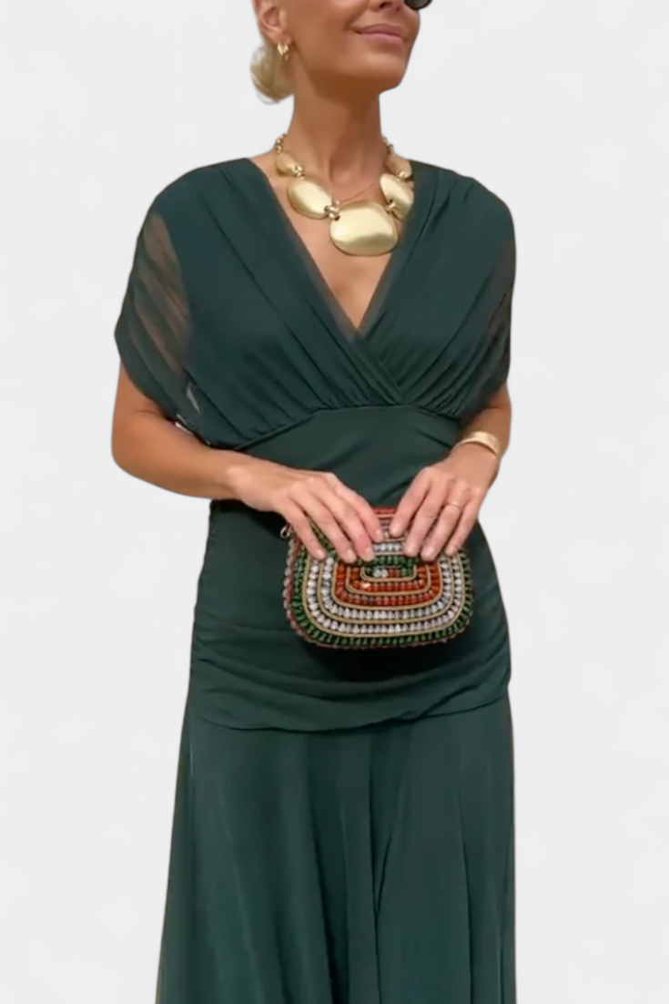 Gloria | Robe longue fleurie col en V