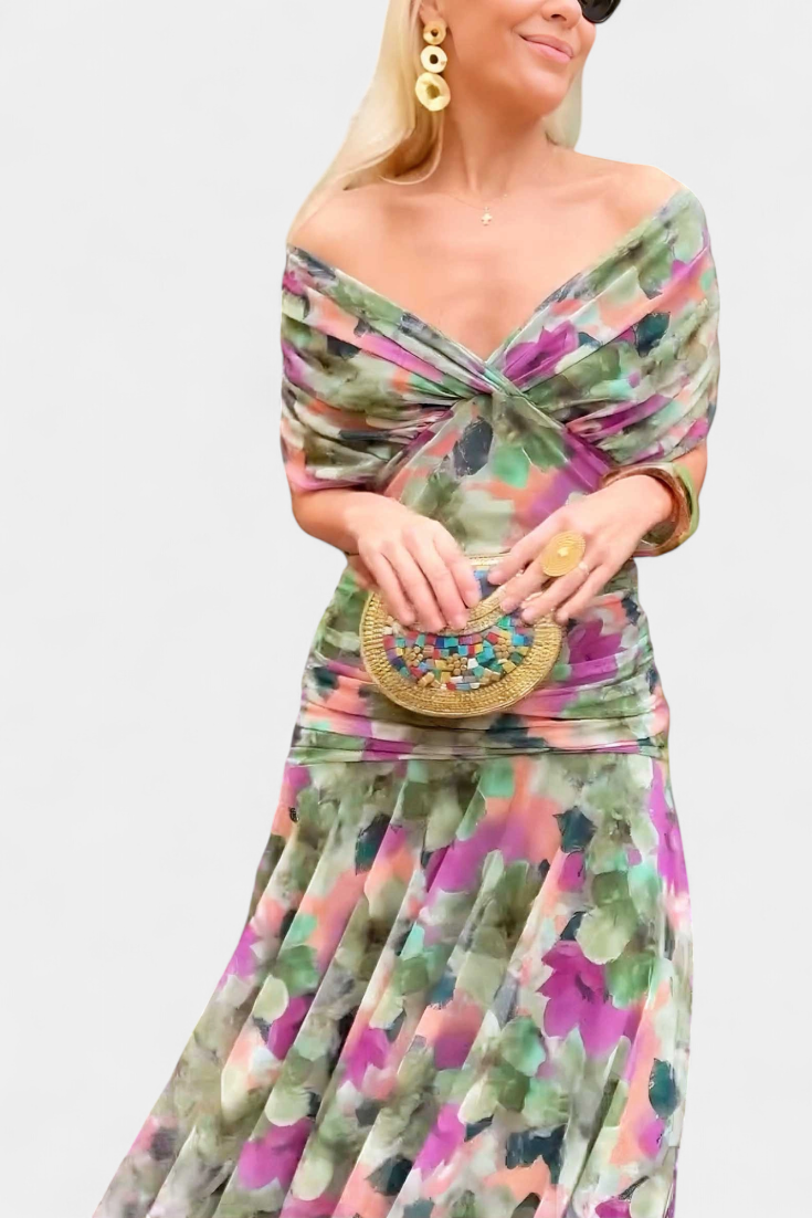 Gloria | Robe longue fleurie col en V