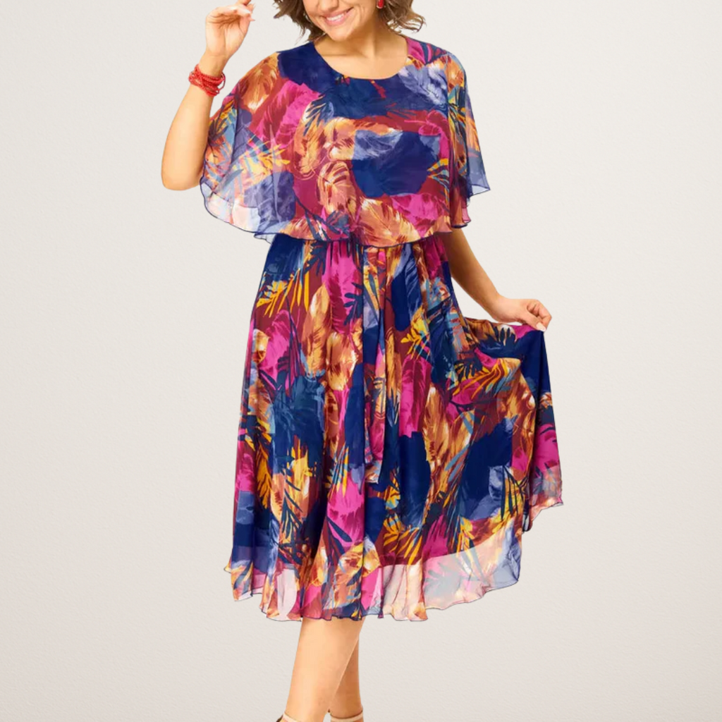 Evelyn | Robe midi en mousseline grande taille