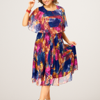 Evelyn | Robe midi en mousseline grande taille
