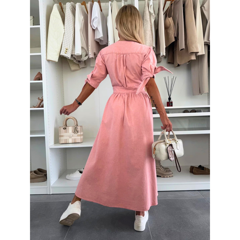 MAELLE™ – Robe mi-longue élégante à col en V