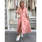 MAELLE™ – Robe mi-longue élégante à col en V